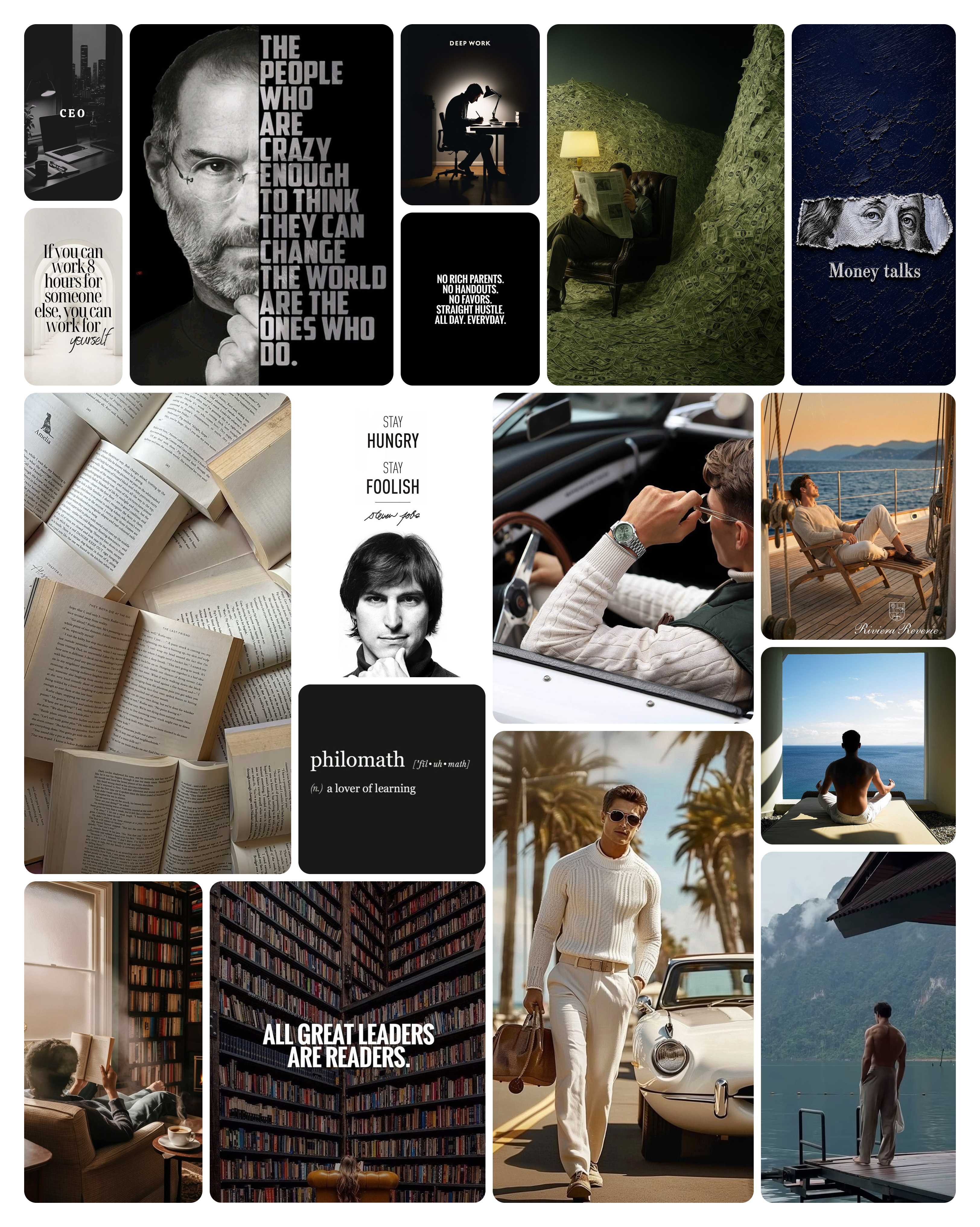 Board 3 — vision board with business, learning, and lifestyle zones